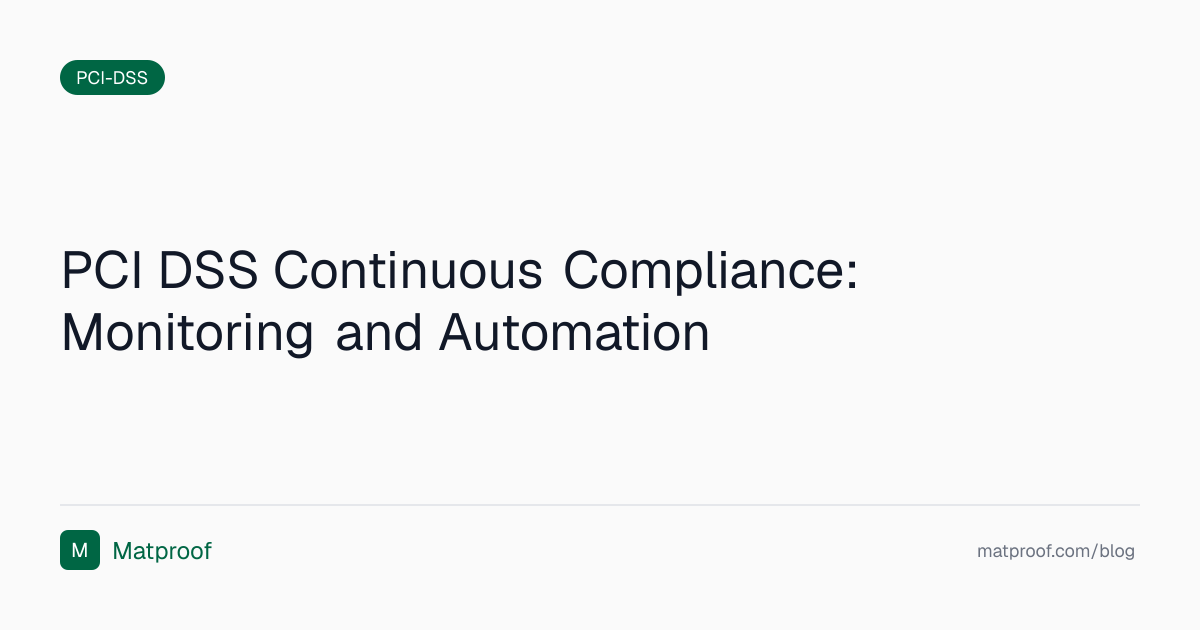 PCI DSS Continuous Compliance: Monitoring and Automation | Matproof Blog